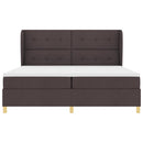 vidaXL Boxrugós ágy fejtámlával Sötét Barna 200 x 200 cm szövet