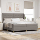 vidaXL Boxrugós ágy fejtámlával Tópszínű 200 x 200 cm szövet