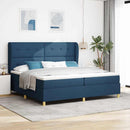 vidaXL Boxrugós ágy fejtámlával Kék 200 x 200 cm szövet