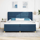 vidaXL Boxrugós ágy fejtámlával Kék 200 x 200 cm szövet