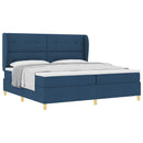 vidaXL Boxrugós ágy fejtámlával Kék 200 x 200 cm szövet