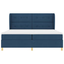 vidaXL Boxrugós ágy fejtámlával Kék 200 x 200 cm szövet