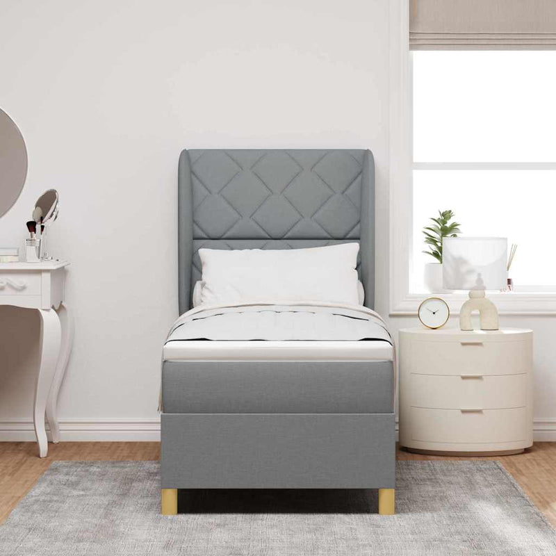 vidaXL Boxspring ágy matraccal Sötétszürke 90x190 cm Szövet matracmal