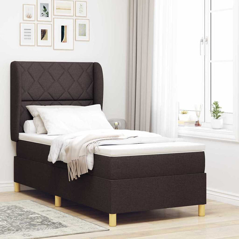 vidaXL Boxspring ágy matraccal Sötétszürke 90x190 cm Szövet sötétbarna