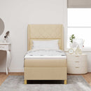 vidaXL Boxrugós ágy fejtámlával Krém 200 x 90 cm szövet