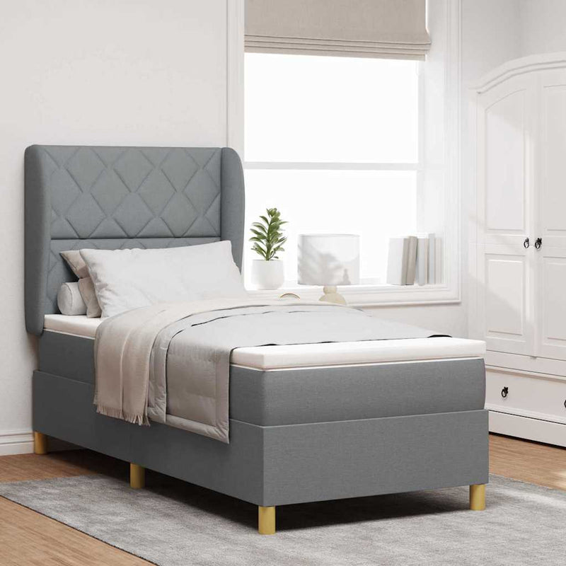vidaXL Boxspring ágy matraccal Sötétszürke 90x190 cm Szövet matracmal