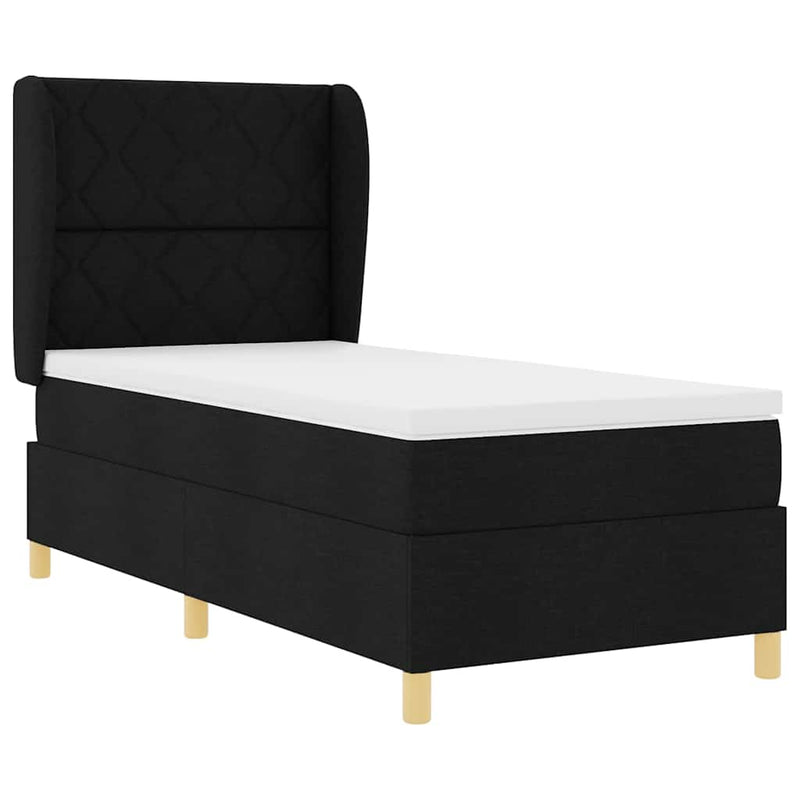 vidaXL Boxspring ágy matraccal Sötétszürke 90x190 cm Szövet Fekete