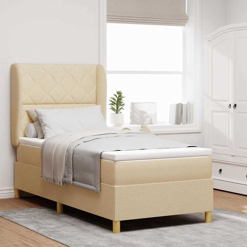 vidaXL Boxspring ágy matraccal Sötétszürke 90x190 cm Szövet Krém