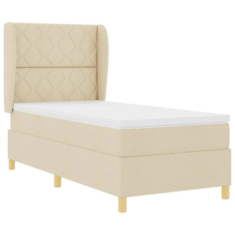 vidaXL Boxspring ágy matraccal Sötétszürke 90x190 cm Szövet Krém