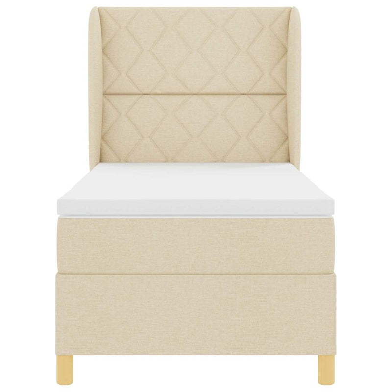vidaXL Boxspring ágy matraccal Sötétszürke 90x190 cm Szövet Krém