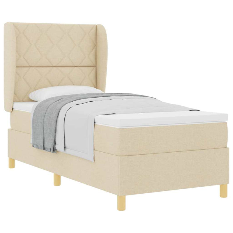 vidaXL Boxspring ágy matraccal Sötétszürke 90x190 cm Szövet Krém