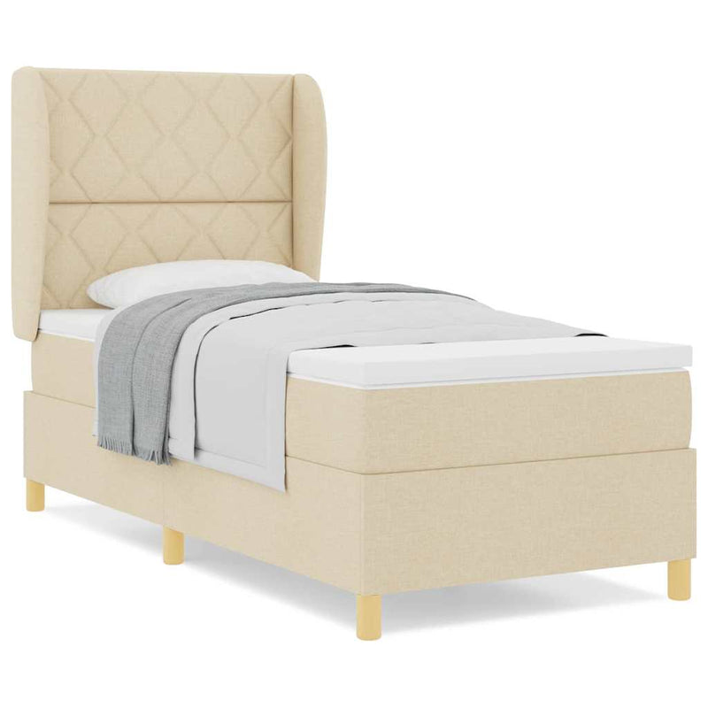 vidaXL Boxspring ágy matraccal Sötétszürke 90x190 cm Szövet Krém