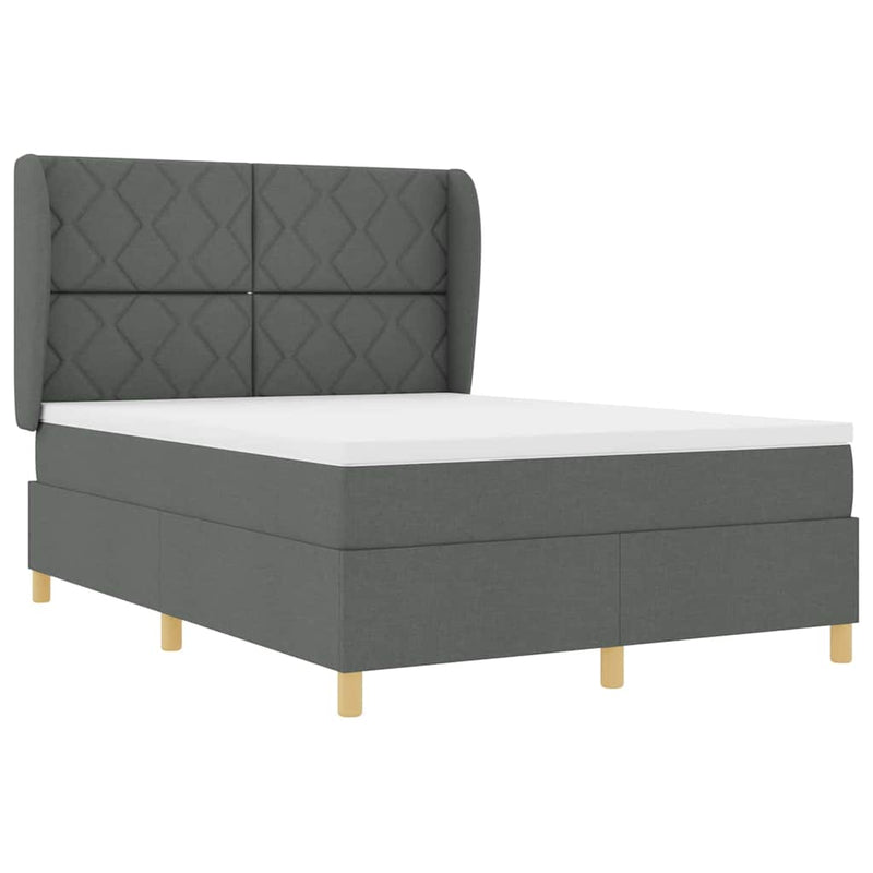 vidaXL Boxspring ágy matraccal Sötétszürke 90x190 cm Szövet matracmal