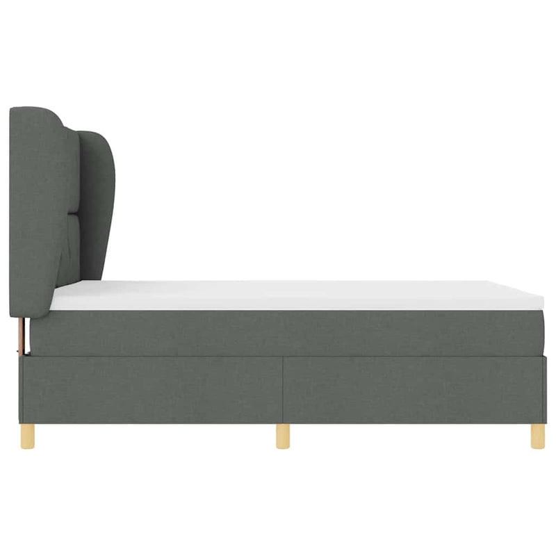 vidaXL Boxspring ágy matraccal Sötétszürke 90x190 cm Szövet matracmal