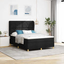 vidaXL Boxrugós ágy fejtámlával Fekete 190 x 140 cm szövet