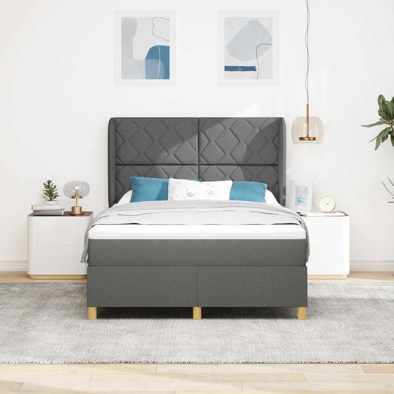 vidaXL Boxspring ágy matraccal Sötétszürke 90x190 cm Szövet matracmal