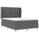 vidaXL Boxrugós ágy fejtámlával Sötétszürke 200 x 140 cm szövet