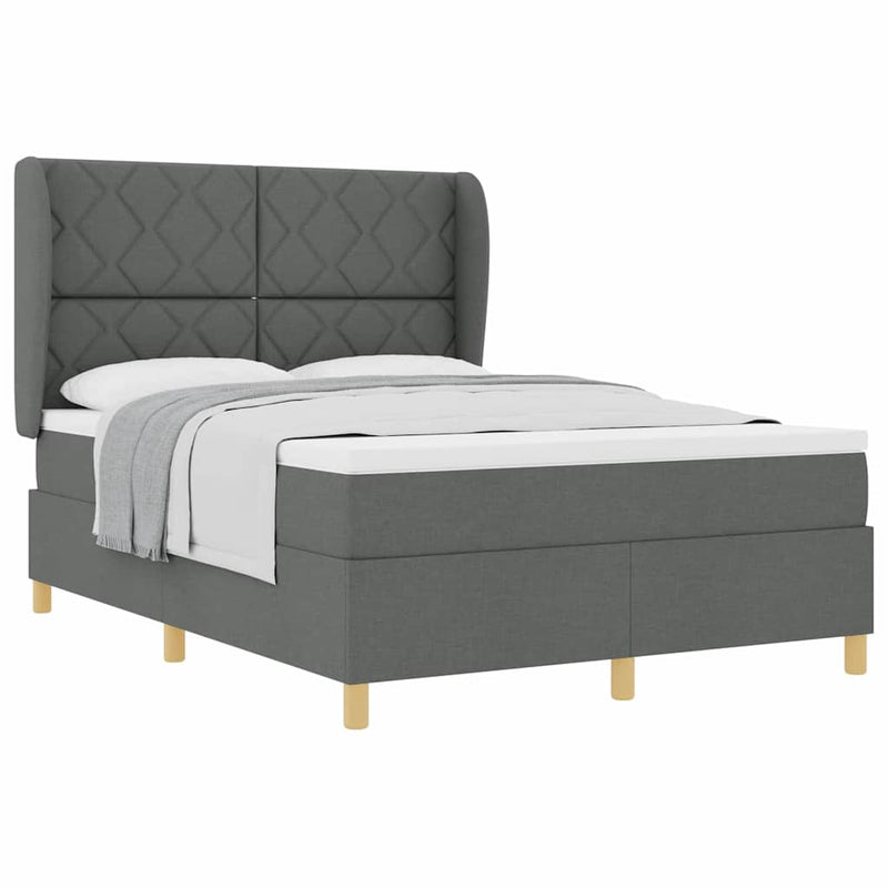 vidaXL Boxspring ágy matraccal Sötétszürke 90x190 cm Szövet matracmal