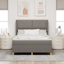 vidaXL Boxrugós ágy fejtámlával Tópszínű 200 x 160 cm szövet