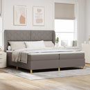 vidaXL Boxrugós ágy fejtámlával Tópszínű 200 x 200 cm szövet