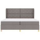 vidaXL Boxrugós ágy fejtámlával Tópszínű 200 x 200 cm szövet