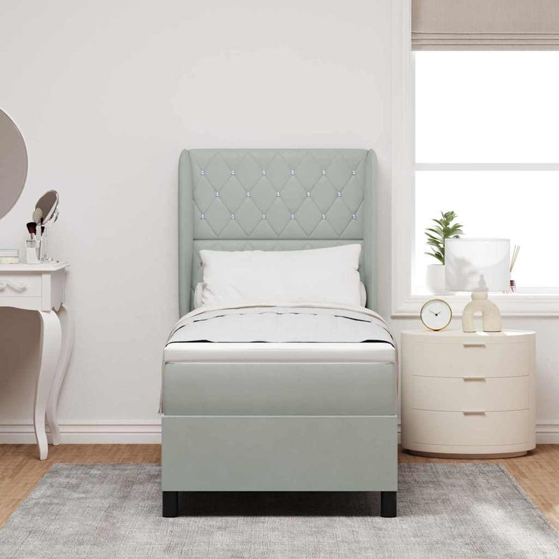 vidaXL Boxrugós ágy matracmal Világosszürke 80 x 200 cm Bársony