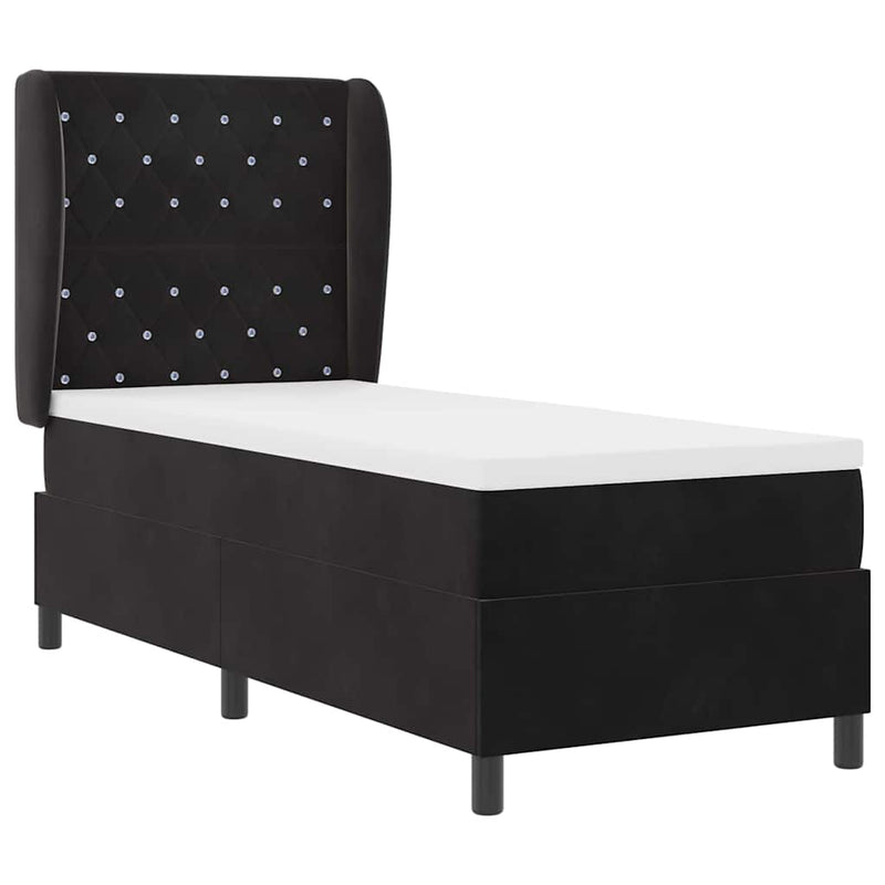 vidaXL Boxrugós ágy matracmal fejtámlával Fekete 80 x 200 cm Bársony