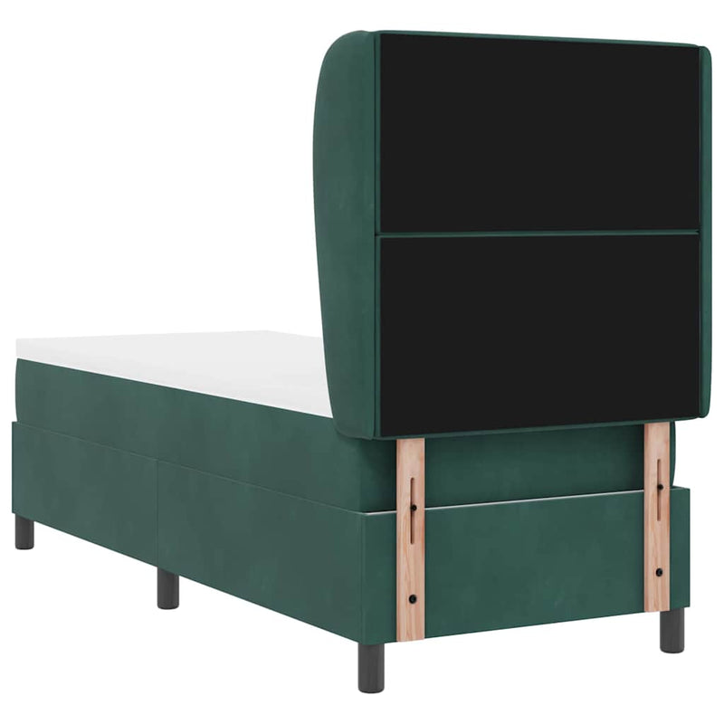 vidaXL Boxrugós ágy matracmal Sötétzöld 80 x 200 cm Bársony