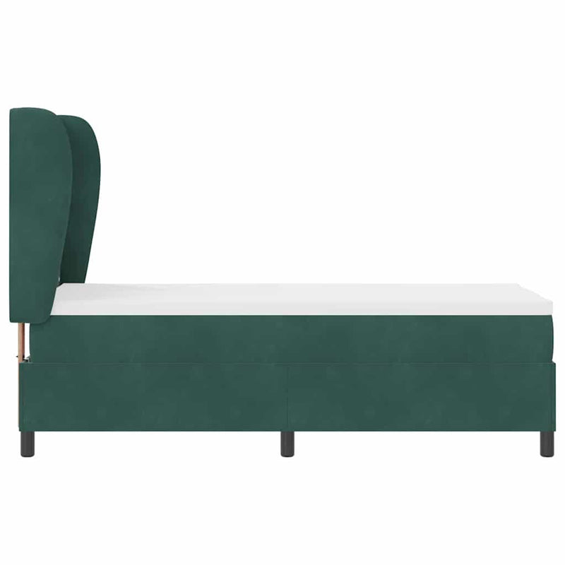 vidaXL Boxrugós ágy matracmal Sötétzöld 80 x 200 cm Bársony