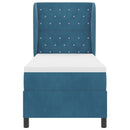 vidaXL Boxrugós ágy fejtámlával Sötét kék 200 x 80 cm Bársony
