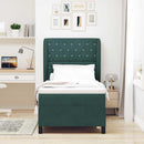 vidaXL Boxrugós ágy matracmal Sötétzöld 190 x 90 cm Bársony