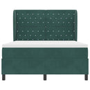 vidaXL Boxrugós ágy matracmal Sötétzöld 140 x 190 cm Bársony