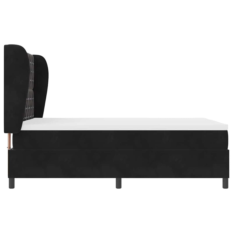 vidaXL Boxrugós ágy matracmal fejtámlával Fekete 140 x 200 cm Bársony