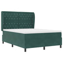 vidaXL Boxrugós ágy fejtámlával Sötétzöld 200 x 140 cm Bársony
