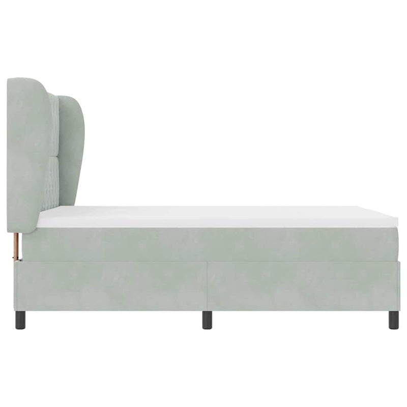 vidaXL Boxrugós ágy matracmal Világosszürke 160 x 200 cm Bársony