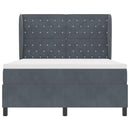 vidaXL Boxrugós ágy matracmal Sötétszürke 200 x 160 cm Bársony