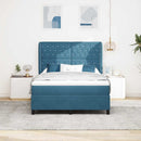 vidaXL Boxrugós ágy matracmal Sötét kék 200 x 160 cm Bársony