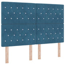vidaXL Boxrugós ágy matracmal Sötét kék 200 x 160 cm Bársony