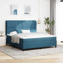 vidaXL Boxrugós ágy fejtámlával Sötét kék 200 x 180 cm Bársony