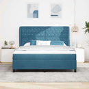 vidaXL Boxrugós ágy fejtámlával Sötét kék 200 x 180 cm Bársony