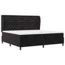 vidaXL Boxrugós ágy matracmal fejtámlával Fekete 200 x 200 cm Bársony