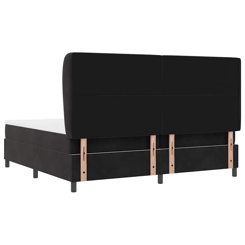 vidaXL Boxrugós ágy matracmal fejtámlával Fekete 200 x 200 cm Bársony