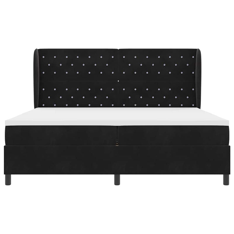 vidaXL Boxrugós ágy matracmal fejtámlával Fekete 200 x 200 cm Bársony