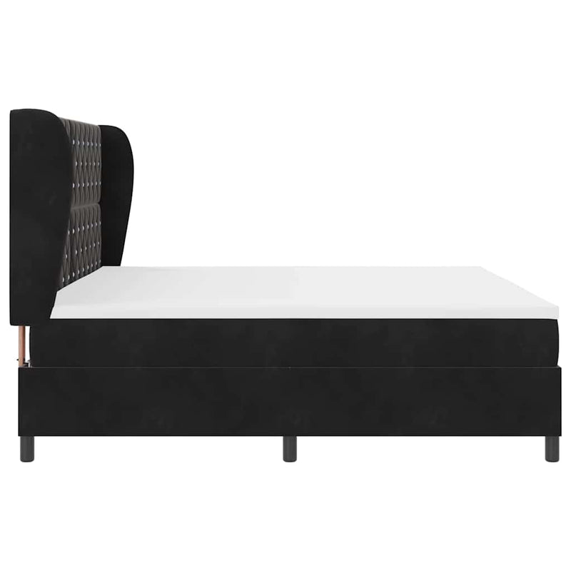 vidaXL Boxrugós ágy matracmal fejtámlával Fekete 200 x 200 cm Bársony