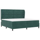 vidaXL Boxrugós ágy fejtámlával Sötétzöld 200 x 200 cm Bársony