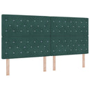 vidaXL Boxrugós ágy fejtámlával Sötétzöld 200 x 200 cm Bársony