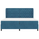 vidaXL Boxrugós ágy matracmal Sötétkék 200 x 200 cm Bársony