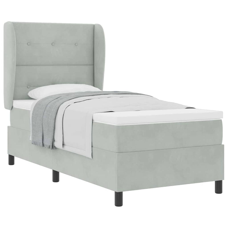 vidaXL Boxrugós ágy matracmal Világosszürke 80 x 200 cm Bársony