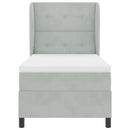 vidaXL Boxrugós ágy matracmal Világosszürke 190 x 90 cm Bársony