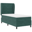 vidaXL Boxrugós ágy fejtámlával Sötétzöld 190 x 90 cm Bársony